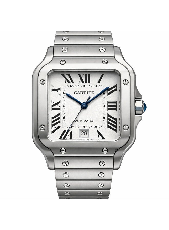 كارتييه ساعة كارتييه سانتوس أوتوماتيك رجالي – ستانلس ستيل، ميناء فضي، سوار معدني - Image 1